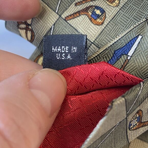 Zianetti Olive Green Brown 100% Silk Mens Classic Golf Tie USA Golfer Golfing - Picture 7 of 7